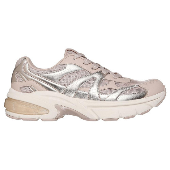 Skechers Metallic Duraleather Mesh Lace Up Fashion Sneaker